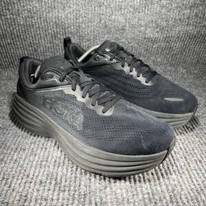 Hoka Bondi 8  Men's Size 10.5 2E WIDE Triple Black Running Shoes 1127953 BBLC